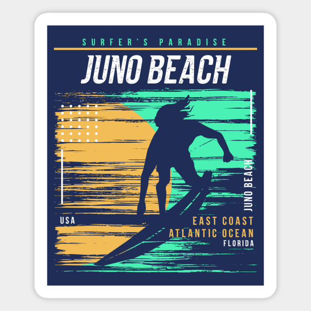 Retro Surfing Juno Beach, Florida // Vintage Surfer Beach // Surfer's Paradise Magnet by Now Boarding